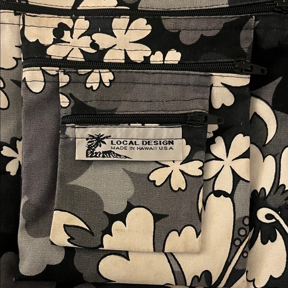 Floral Black and White Crossbody Bag Local Design Made in Hawaii - Picture 2 of 7